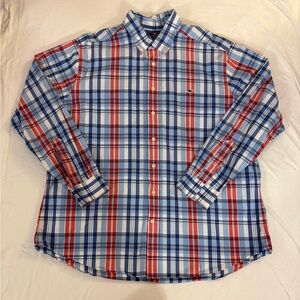 Vineyard Vines Plaid Slim Fit Button Up Whale Shirt Men's 2XL XXL Red Blue
